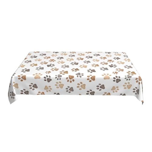 Worltoldb Dog Paw Print Tablecloths - Polyester Rectangular Table Cover - 90" x 60" - White - Animal Print, Formal - All-Season - Water Resistant, Durable - Wedding - color: White15