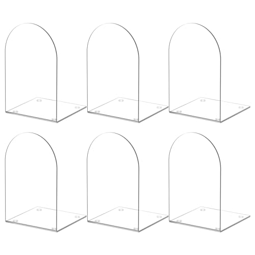 Acrylic Bookends 6 Pieces, Book Ends for Shelves, Clear Bookends for Shelves, Transparent Book Organizer for Desktop, Shlef Book Stopper for Home Office - style: 6 Pieces Acrylic Bookends