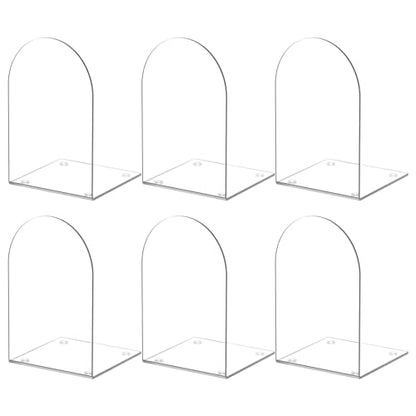 Acrylic Bookends 6 Pieces, Book Ends for Shelves, Clear Bookends for Shelves, Transparent Book Organizer for Desktop, Shlef Book Stopper for Home Office - style: 6 Pieces Acrylic Bookends