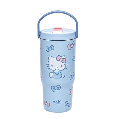 Zak Designs Hello Kitty Siply 20oz Leak-Proof Straw Insulated Tumbler | BPA Free, Stainless Steel, Handle, Cupholder Friendly, Dishwasher Safe, Kids Water Bottle, Reuseable For School, Home, Travel - color: Hello Kitty