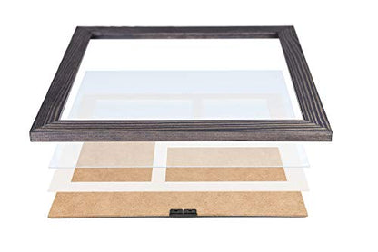 Rustic Solid Wood Square Collage Photo Frame 12x12 inch – Display Four (4) 4x6 inch Pictures with Mat Wall Tabletop - Grey - color: Grey
