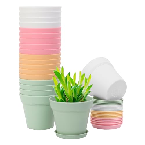 20 Pack 4 inch Plant pots, planters for Indoor Plants, Flower pots, Color - color: 4-color, size: 4 inch