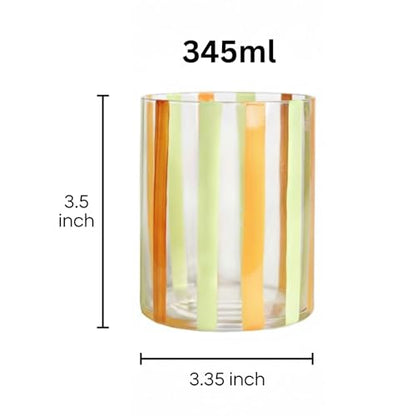 Capri Italian Design Cylindrical Tumblers, 2 Set Olive & Orange Summer Glasses Modern Cups for Water Juice Cocktail Iced Beverage Kitchen Bar Table Drinkware Entertaining Home Decor Housewarming Gifts