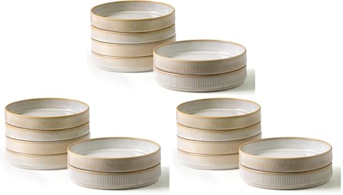famiware Star 7.5" Pasta Bowls Set, Salad Bowl Set of 6, Double Reactive Glaze, Stackable, Perfect for Your Friend for Housewarming, Thanksgiving, Christmas, Cappuccino White (Pack of 3) - color: Cappuccino White, size: 6 pcs (Pack of 3)