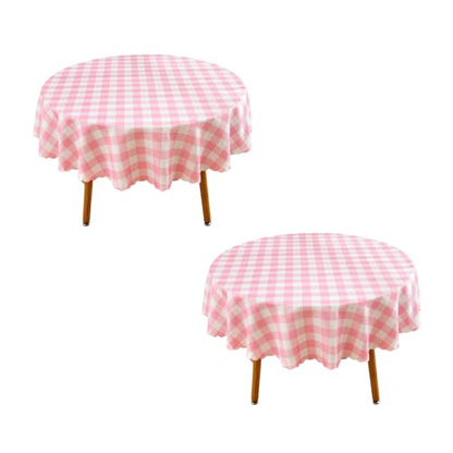 MANGATA CASA Baby Pink Gingham Round Tablecloth-2Pcs Checkered Table Cloth Waterproof Kitchen & Table Linens-Polyester Buffalo Plaid Wrinkle Free Table Cover(Baby Pink 60" Round-2Pack) - color: Baby Pink, size: 60R inch/2 pack