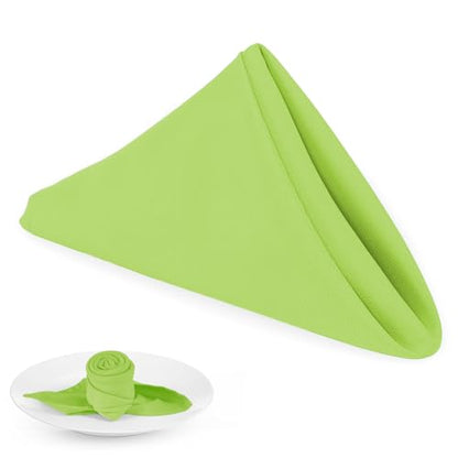 PLOYMONO Apple Green Cloth Napkins - 8 Pack 17" x 17" Polyester Napkins | Heavy Duty 180 GSM Cloth Napkins with Hemmed Edges - Great for Restaurants, Weddings, Parties, Banquets Dinner - color: Grass Green