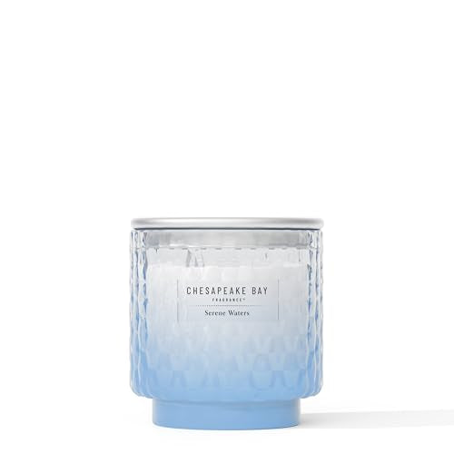 Chesapeake Bay, 11oz Serene Waters Scented Candle, Mood Evoking Fragrance, Textured Sea Glass-Inspired Jar, Premium Soy Blend Wax with Essential Oils, Coastal Fragrance for Home Décor or Gifting - color: Serene Waters, size: 11oz