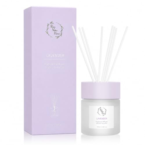 Reed Diffuser Set, Pretty Valley Home Diffuser 100Ml / 3.38fl OZ Gift Box - Includes Reed Diffuser Sticks, Fragrance Oil, and Glass Bottle for Bathroom Office Living Room Decor (Lavender) - color: M.lavender