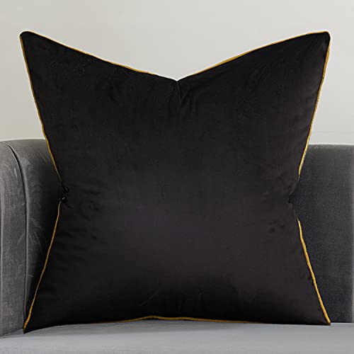 Avigers Throw Pillow Cover 20 x 20 Inch, Black, Velvet, Hidden Zipper | Insert not included; Western plain accent for couch, sofa, bed and living room; removable for seasonal updates - color: Black, size: 20" x 20" (Pack of 1)