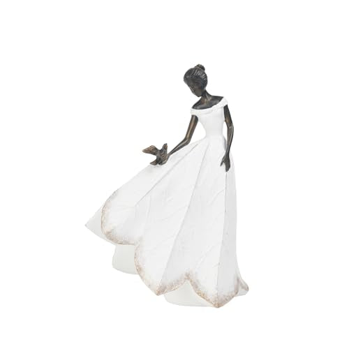 Guichifun Fairy Statue, White, 5.5 x 3.25 x 8 Inch | Leaf Angel Girls Resin, Living Room Bookshelf Decor, Garden Outdoor Bathroom Decorations, Figurines Gift, Home Decoration - color: White-bird, size: Small