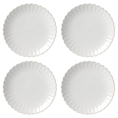 Lenox French Perle Scallop White Dinner Plate Set for 4 | Dishwasher safe, microwave safe | 11 inch diameter | elegant scalloped design, gift for women, decor - style: Dinner Plates, Set of 4 Perle