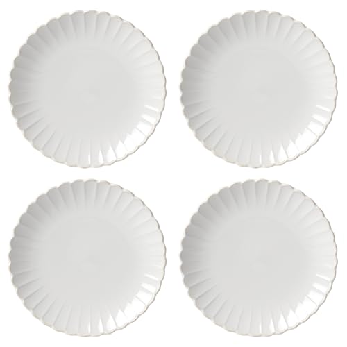 Lenox French Perle Scallop White Dinner Plate Set for 4 | Dishwasher safe, microwave safe | 11 inch diameter | elegant scalloped design, gift for women, decor - style: Dinner Plates, Set of 4 Perle