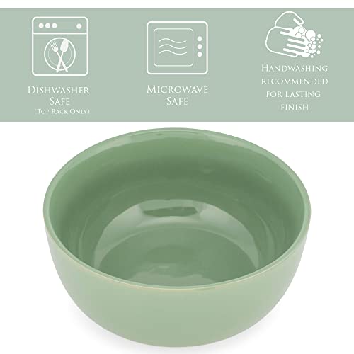 Elanze Designs Bistro Glossy Ceramic 6.5 inch Dinnerware Bowls Set of 4 - Perfect for Everyday uses from Soup, Pasta, Salad, Cereal, Ice cream, Ramen and Pho, Sage Green - color: Sage Green, style: 6.5 inch Soup