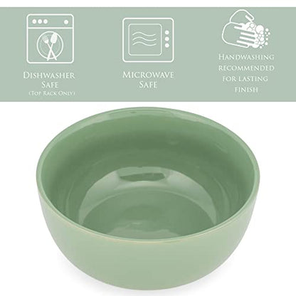 Elanze Designs Bistro Glossy Ceramic 6.5 inch Dinnerware Bowls Set of 4 - Perfect for Everyday uses from Soup, Pasta, Salad, Cereal, Ice cream, Ramen and Pho, Sage Green - color: Sage Green, style: 6.5 inch Soup