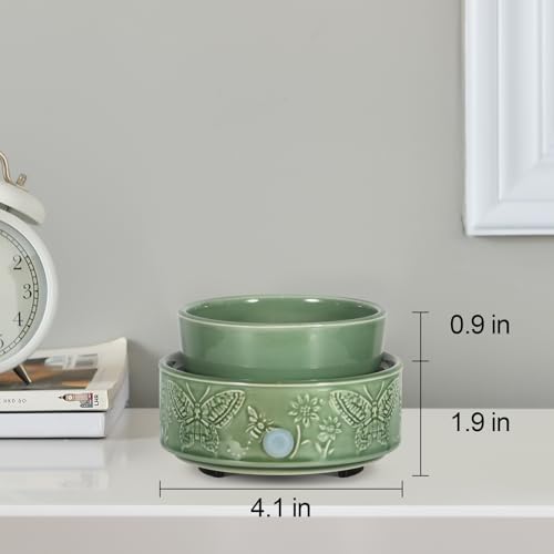 Butterfly Wax Melt Warmer for Scented Wax 3-in-1 Ceramic Wax Warmer | Fragrances Candle Oils, Home Fragrance Burner,Electric Candle Warmer for Mom Women(Green) - color: Green Butterfly