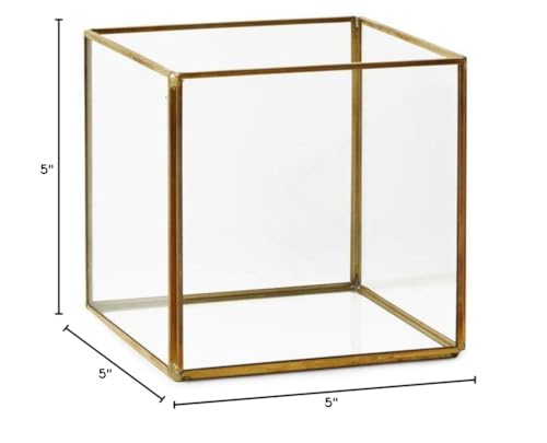 Serene Spaces Living Square Gold Lantern, Measures 5 inches Cube, Sold Individually - color: Cube