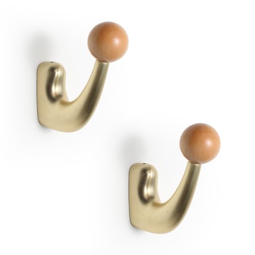 wall-Mounted Light Luxury Coat Hooks, Used for Hanging Coats, Hats, Scarves and Towels, Suitable for Entrance Halls, bathrooms and bedrooms (2, 7110Copper Wire Drawing + Beech Wood) - color: 7110Copper wire drawing + beech wood