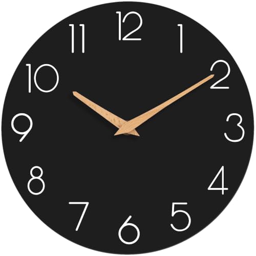 cicininc 14 Inch Battery Operated Wall Clock, Silent Analog, Black | Living Room | Office | Bedroom | Decorative Style | Modern Style - color: C_black, size: 14"