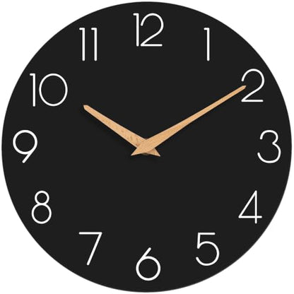 cicininc 12 Inch Battery Operated Wall Clock, Silent Analog, Black | Kitchen | Office | Bedroom | Modern Style | Easy-to-read Numbers - color: C_black, size: 12"