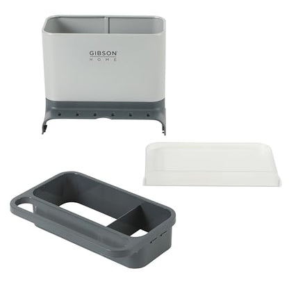 Gibson Home Ledgebrook Sink Caddy with Metal Panel, Metal Sponge Holder for Kitchen Sink, Countertop Organizer and Storage Essentials with Drain Board - size: Sink Caddy w/ Rack
