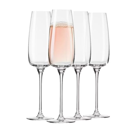 KROSNO Champagne Flutes Set of 4, 8.5 oz, Modern Collection | Drinking Glasses, Led-Free Crystal Glasses for Prosecco Sparkling Wine, Wedding Champagne Flutes, Dishwasher Safe - size: 7.4 fl oz (Set of 4)