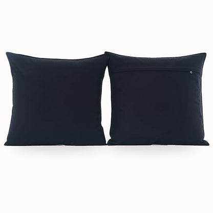 NiNi ALL Black Outdoor Pillows Set of 2 Decorative Farmhouse Waterproof Throw Pillow Covers 18x18 Solid Cushion Cases for Garden Patio Tent Furniture Sofa Bed Home Decor | Faux Linen Decorative Solid Throw Pillow Covers Farmhouse for Garden Furniture Tent