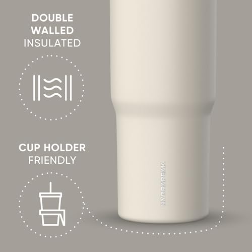 Hydrapeak Nomad 32oz Stainless Steel Insulated Travel Tumbler with Handle & Straw Lid, Leakproof, Cupholder Friendly, Back to School, College Dorm, Gym & Everyday Hydration, Cold 24 Hours (Stone) - color: Stone