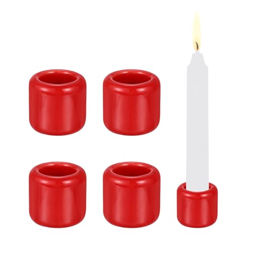 PATIKIL 5 Pcs Chime Candle Holder, 0.7 Inch ID Ceramic Mini Candle Holder for Meditation Spell Supplies Table Centerpieces Home Decoration, Red - color: Red, size: 0.7 Inch