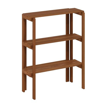Furinno TIOMAN Plant Shelf, 3-Tier Plant Stand, Display Shelf, for Multiple Plants, Plants Pot, Easy Toolless Assembly, Patio, Balcony, Garden, Natural