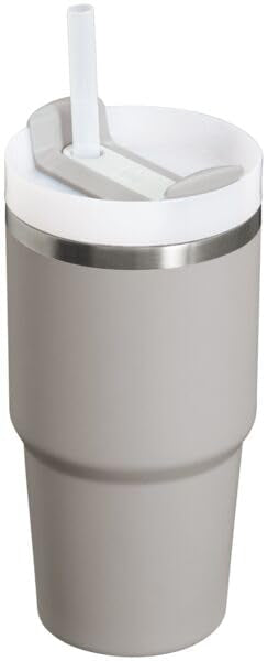 STANLEY Quencher H2.0 Flow State Tumbler, 20 oz, Ash | Straw and 3-Position Lid | Cup Holder Compatible for Travel | Insulated Stainless Steel Cup | BPA-Free - color: Ash, style: Classic