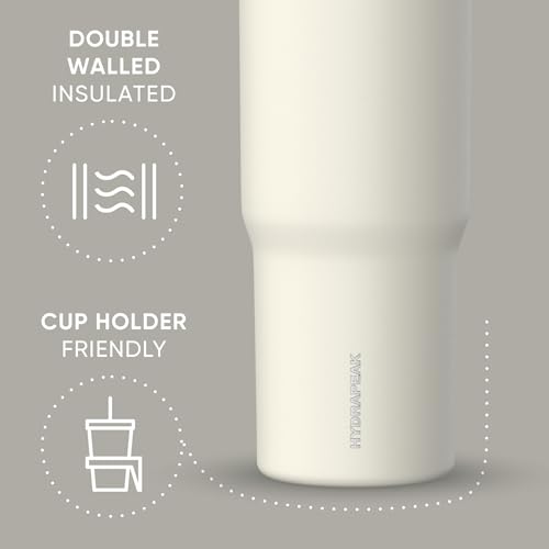 Hydrapeak Nomad 32oz Stainless Steel Insulated Travel Tumbler with Handle & Straw Lid, Leakproof, Cupholder Friendly, Back to School, College Dorm, Gym & Everyday Hydration, Cold 24 Hours (Ivory) - color: Ivory