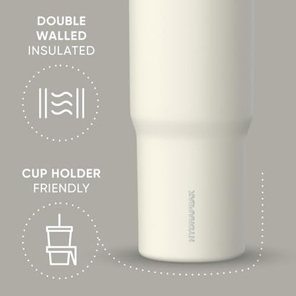 Hydrapeak Nomad 32oz Stainless Steel Insulated Travel Tumbler with Handle & Straw Lid, Leakproof, Cupholder Friendly, Back to School, College Dorm, Gym & Everyday Hydration, Cold 24 Hours (Ivory) - color: Ivory