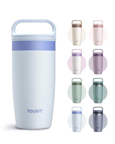 TOURIT Travel Coffee Mug 16 oz,Leakproof 2-Part Drink Lid Tumbler,Sky Blue | Coffee Tumbler Cup, Insulated Stainless Steel Travel Mug, Dishwasher Safe Reusable Water Bottle, BPA-Free Coffee Mug - color: Sky Blue