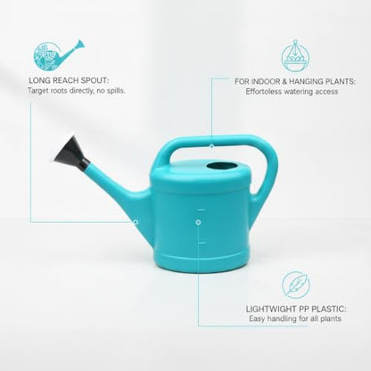 Long Spout Watering Can for Indoor Plants, Lightweight Blue PP Plastic with Narrow Tip for Precise Pouring - size: 12.99 x 3.35 x 9.84 in