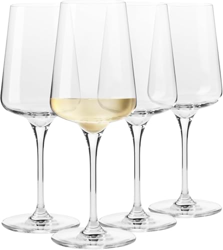Krosno White Wine Glasses Set of 4, 13.5 oz, Infinity Collection | Wine Tumbler with Stem, Lead-Free Crystal Glassware, Drinking Glasses, Elegant Cups, Home & Restaurant, Dishwasher Safe - size: White Wine 13.52 oz Set of 4