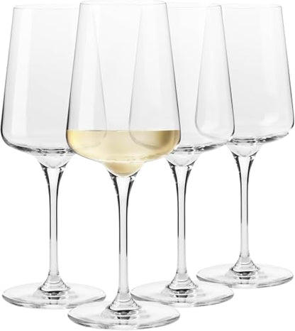Krosno White Wine Glasses Set of 4, 13.5 oz, Infinity Collection | Wine Tumbler with Stem, Lead-Free Crystal Glassware, Drinking Glasses, Elegant Cups, Home & Restaurant, Dishwasher Safe - size: White Wine 13.52 oz Set of 4