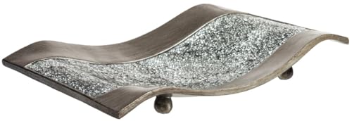 Creative Scents Schonwerk Silver Centerpiece for Dining Room - Crackled Mosaic Design Decorative Tray - Home Decor - Coffee Table Decorations Centerpiece for Dining/Living Room - Great Gift Idea - color: Schonwerk Silver