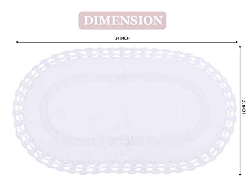 Home Weavers Hampton Crochet Reversible Bathmat 100% Cotton Bathroom Rugs Set, Washable Rug, Extra Soft and Absorbent Bath Rug, Kitchen Mat, Bath Mat Set, Mat Non Slip, 21"x34" Rectangle, White - color: White, size: 1'9" x 2'10" (Oval)