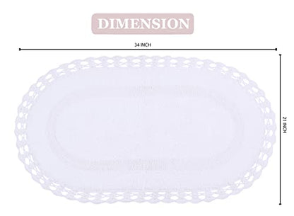 Home Weavers Hampton Crochet Reversible Bathmat 100% Cotton Bathroom Rugs Set, Washable Rug, Extra Soft and Absorbent Bath Rug, Kitchen Mat, Bath Mat Set, Mat Non Slip, 21"x34" Rectangle, White - color: White, size: 1'9" x 2'10" (Oval)