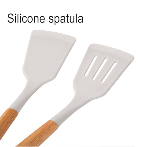 Kitchen Cooking Utensils and Knife Set with Block, 19 Pieces Cooks Cutting Set 11 Silicone Utensils Tool 5 Pcs Sharp Stainless Steel Chef Knives Scissors Whisk Tongs and Cutting Board (Beige) - color: Beige