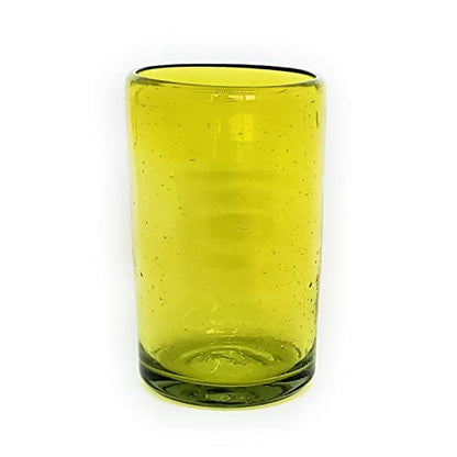 Solid Yellow 14 oz Drinking Glasses (set of 6), Recycled Glass, Lead-free, Toxin-Free (14oz Drinking) - color: Yellow, size: 14 oz