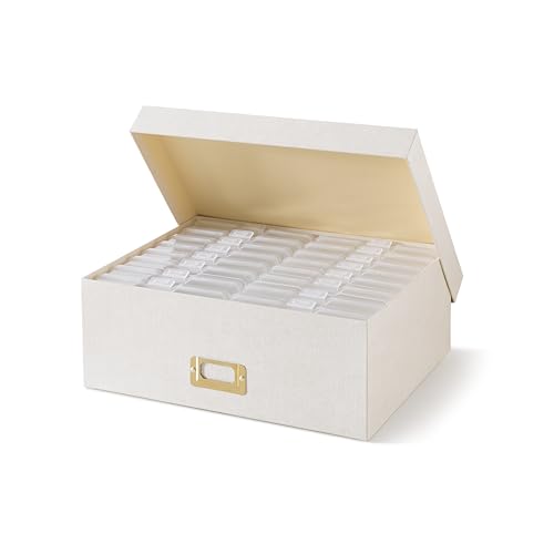 Soul & Lane - Photo Storage Box with 16 Inner Cases for 4x6 Pictures, Beige | Picture Organizer with Dividers and Label Holder, Keepsake Card Container for Scrapbooking, Stationery and Craft Storage - color: Linen Beige