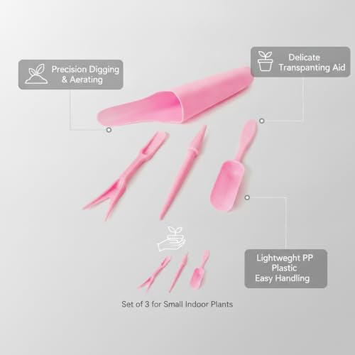 Indoor Plant Enthusiasts Mini Garden Tool Set, 3-Piece Precision Kit for Small Pots and Decorative Containers, Lightweight PP Plastic