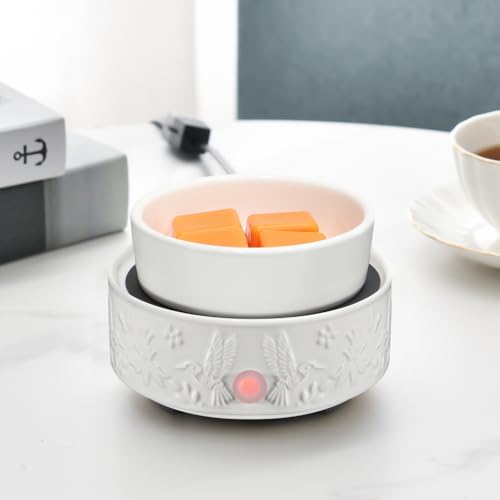 Wax Melt Warmer for Scented Wax,Ceramic Wax Warmer Fragrances Candle Oils | Home Fragrance Wax Burner,True White Electric Candle Warmer as Gifts for Mom Women(Hummingbird) - color: White Hummingbird