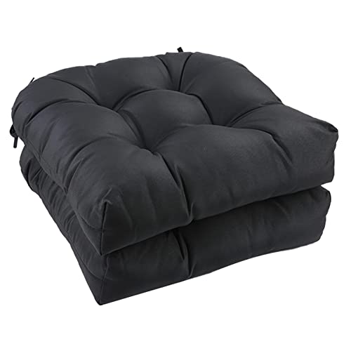 Outdoor Chair Cushions, Outdoor Cushions, Patio Chair Cushions, Indoor Full-Length Ties for Non-Slip Support, Premium Comfortable Thick Fiber, Set of 2 (Black, 17x17 Inch) - color: Black, size: 17" x 17"