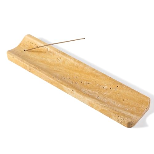 Marble Incense Holder, Incense Holder for Sticks, Incense Sticks Holder Ash Catcher for Meditation Yoga SPA, Natural Stone Incense Burner, Home Table Decor (Yellow) - color: Yellow