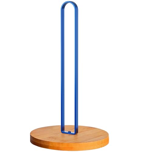 TONLEA Wooden Paper Towel Holder Countertop, Kitchen-Towel-Holder FreeStanding with Non-Slip Base for Bathroom - color: Blue