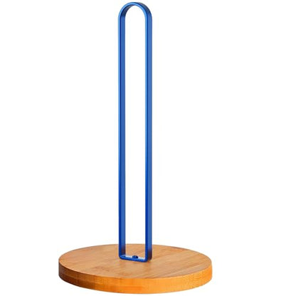 TONLEA Wooden Paper Towel Holder Countertop, Kitchen-Towel-Holder FreeStanding with Non-Slip Base for Bathroom - color: Blue