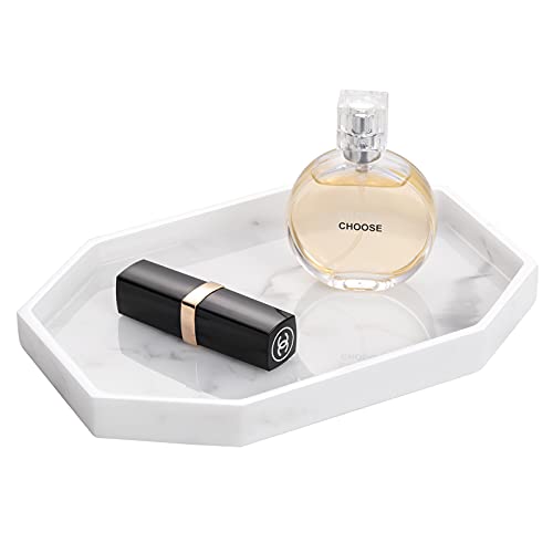 Emibele Resin Vanity Tray Organizer, Jewelry Dish Ring Dish Mini Bathtub Tray Candle Perfume Shampoo Bathroom Kitchen Office Decorative Tray Holder Decor Accessories, Ink White - color: Ink White