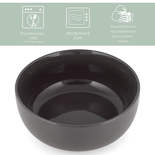 Elanze Designs Bistro Glossy Ceramic 7 inch Dinnerware Bowls Set of 4 - Perfect for Everyday uses from Pasta to Salad, Cereal to Ice cream, Ramen to Pho, Charcoal Grey - color: Charcoal Grey, style: 7 inch Cereal Salad